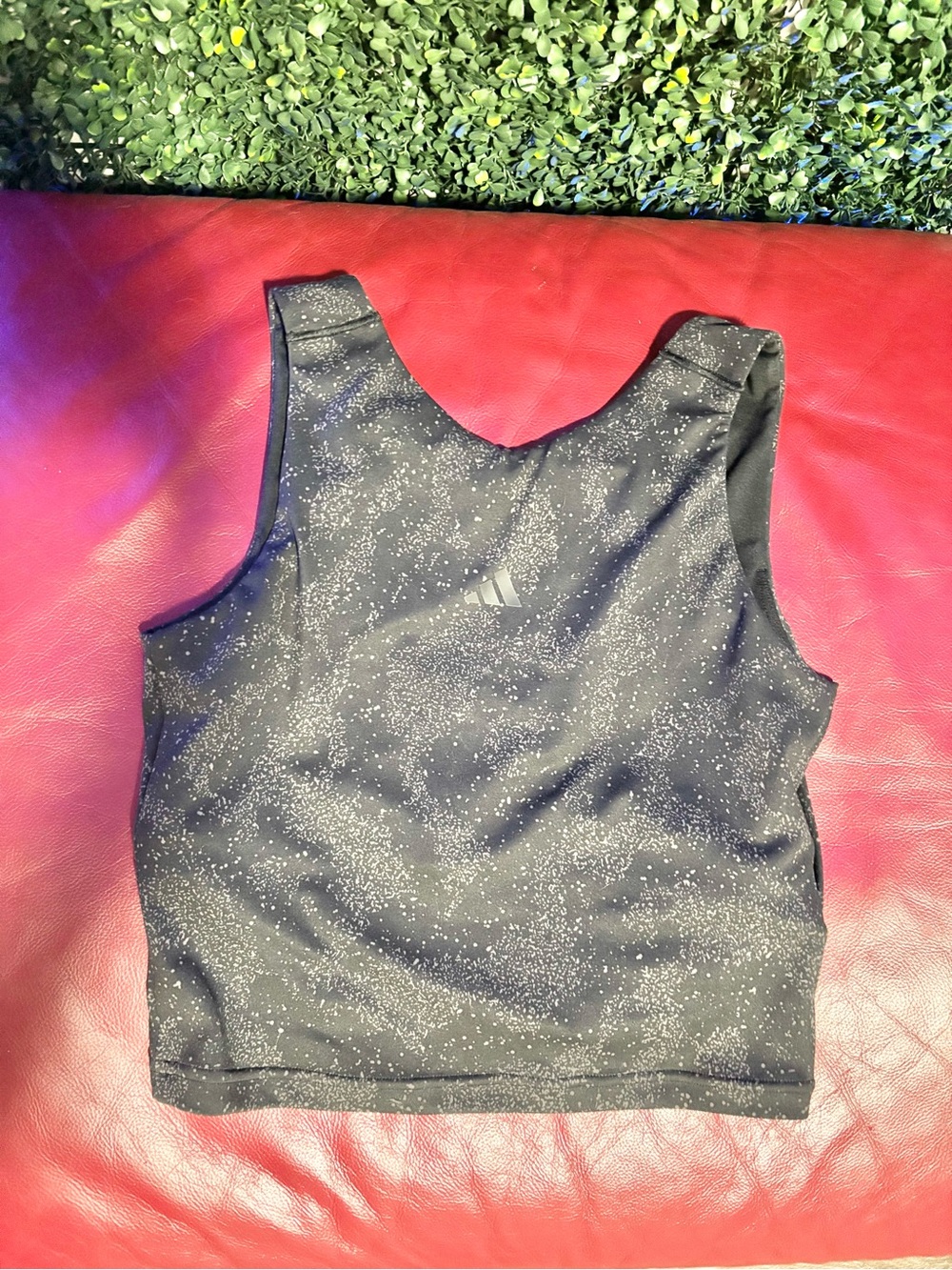 adidas Black Speckled Crop Sports Bra Top